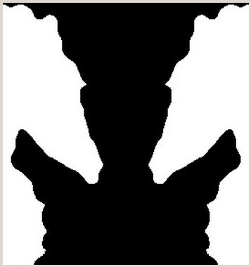 Sanguinetti showed study participants images of what appeared to be an abstract black object. Sometimes, however, there were real-world objects hidden at the borders of the black silhouette. In this image, the outlines of two seahorses can be seen in the white spaces surrounding the black object. Credited to Jay Sanguinetti/University of Arizona.